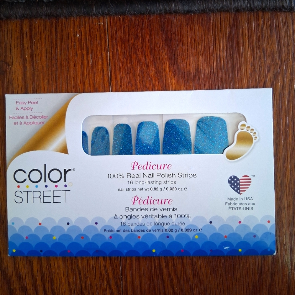 Color Street Blue Glitter Nail Polish Strips